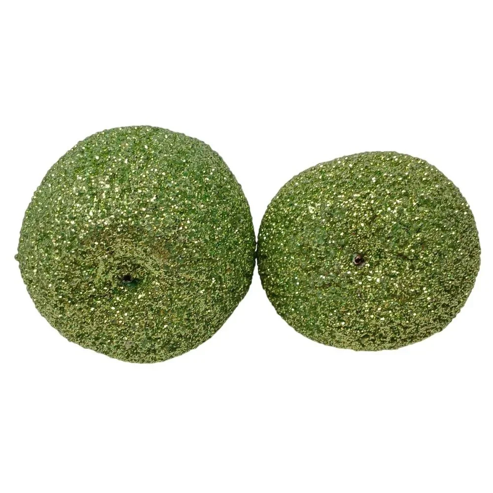 Sparkly Green Glitter Apple & Pear Ornament Set For Decor #D-13